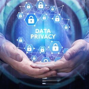 person holding the words Data Privacy